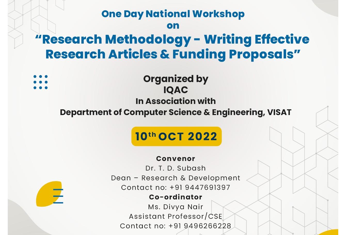 Research Methodology - Writing Effective Research Articles & Funding Proposals - 10th October 2022