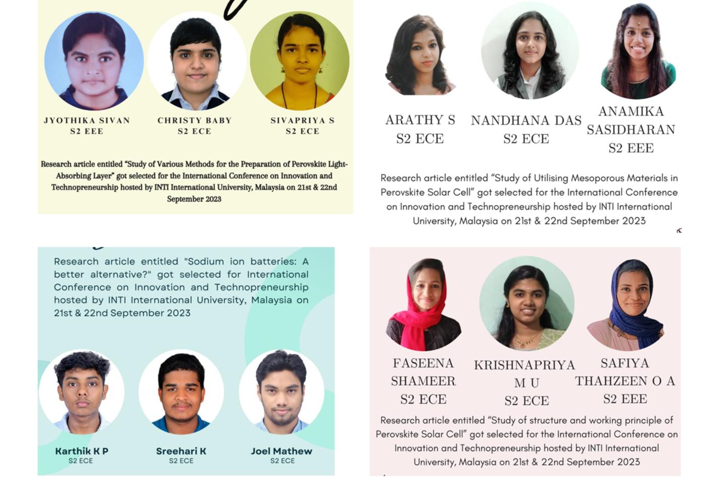 ECE Students paper selected for presentation at the International Conference on Innovation and Technopreneurship, hosted by INTI International University Malaysia